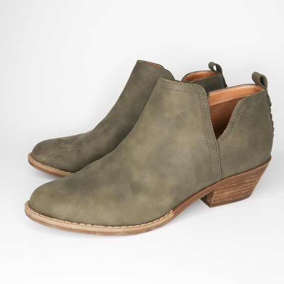 DV Dolce Vita Womens Dellia Booties‎ Size 7.5 Suede Leather Olive Green Braided - Picture 3 of 11
